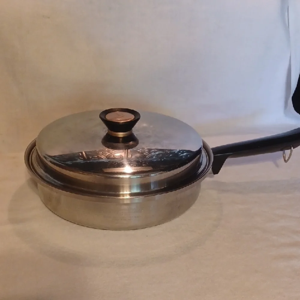 Elegant Silver Cookware with Black Handle 18-8 Stainless Steel Frying Pan